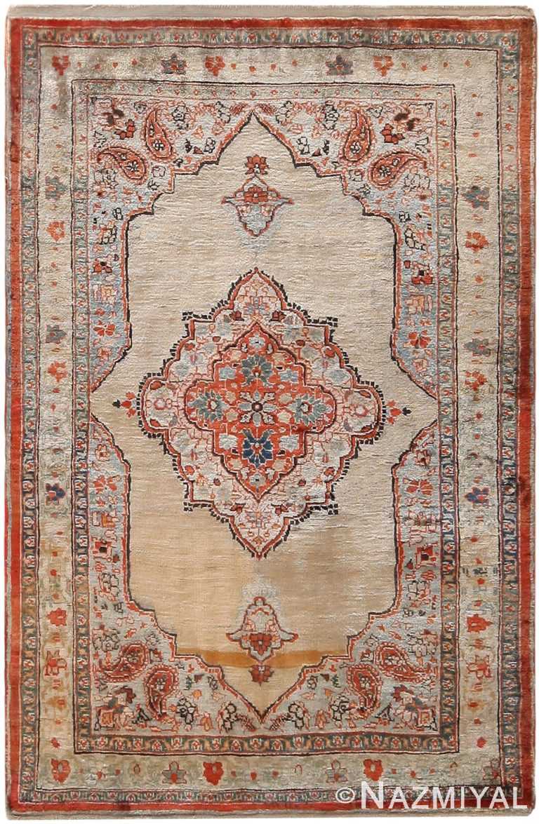 Antique Silk Persian Tabriz Rug 71488 by Nazmiyal Antique Rugs