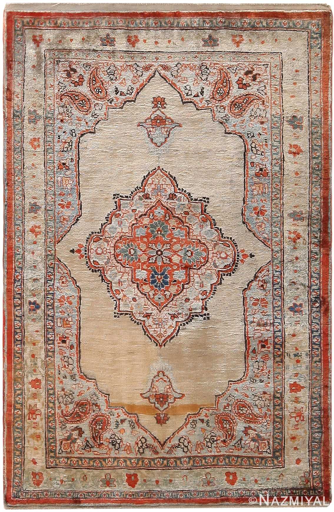 Antique Silk Persian Tabriz Rug 71488 by Nazmiyal Antique Rugs