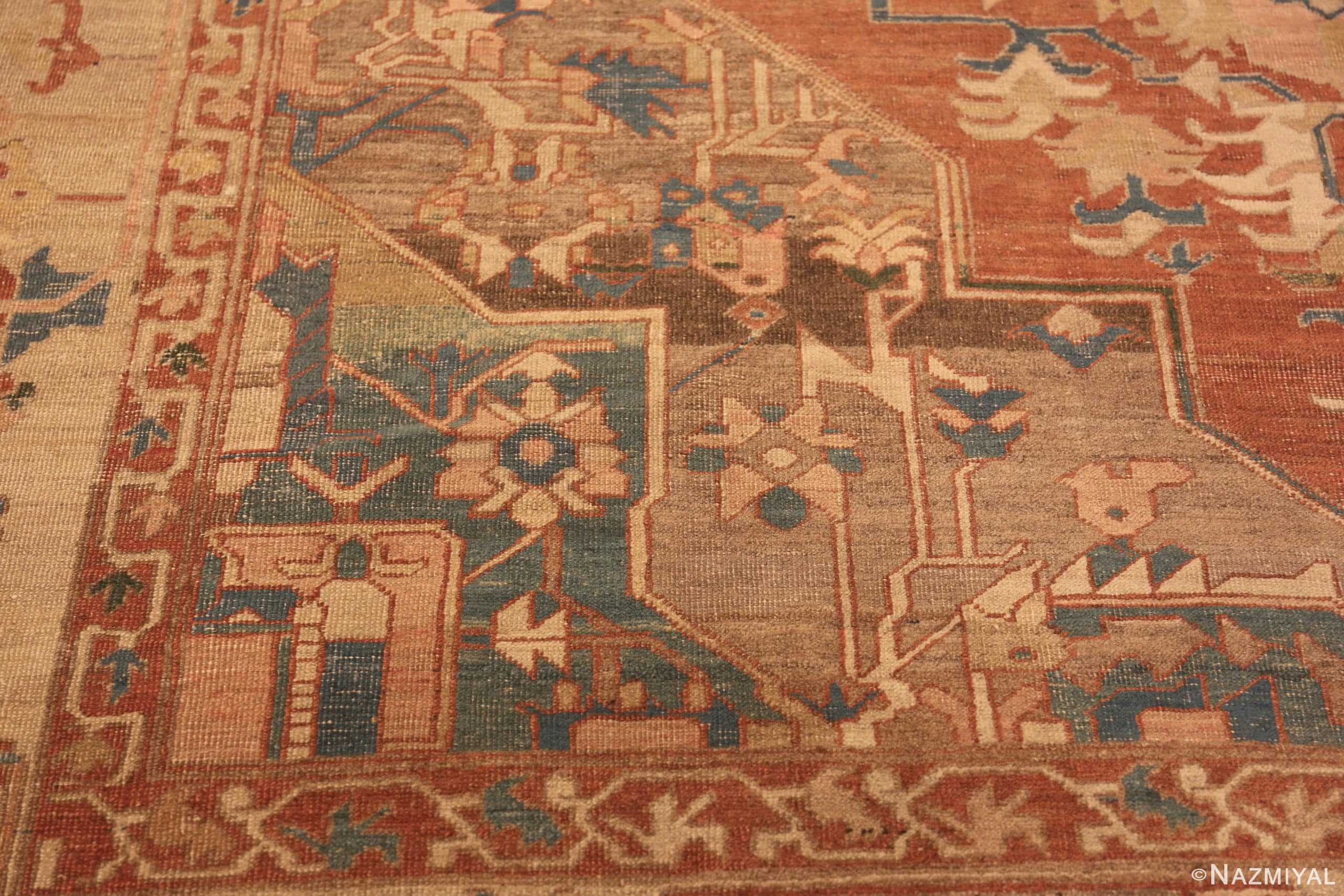 Detail Of Antique Persian Serapi Rug 71455 by Nazmiyal Antique Rugs