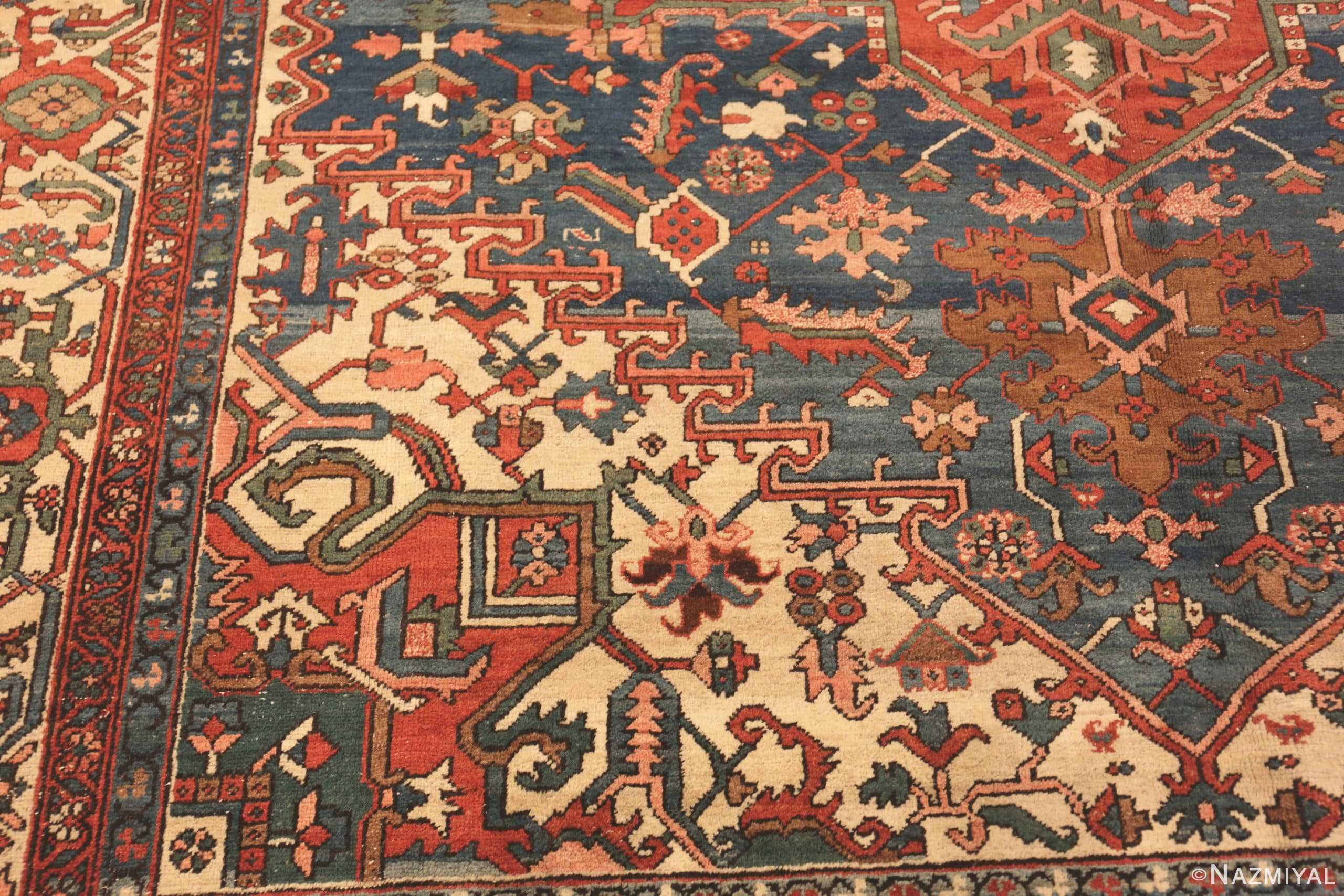 Detailed Of Antique Persian Heriz Area Rug 71472 by Nazmiyal Antique Rugs