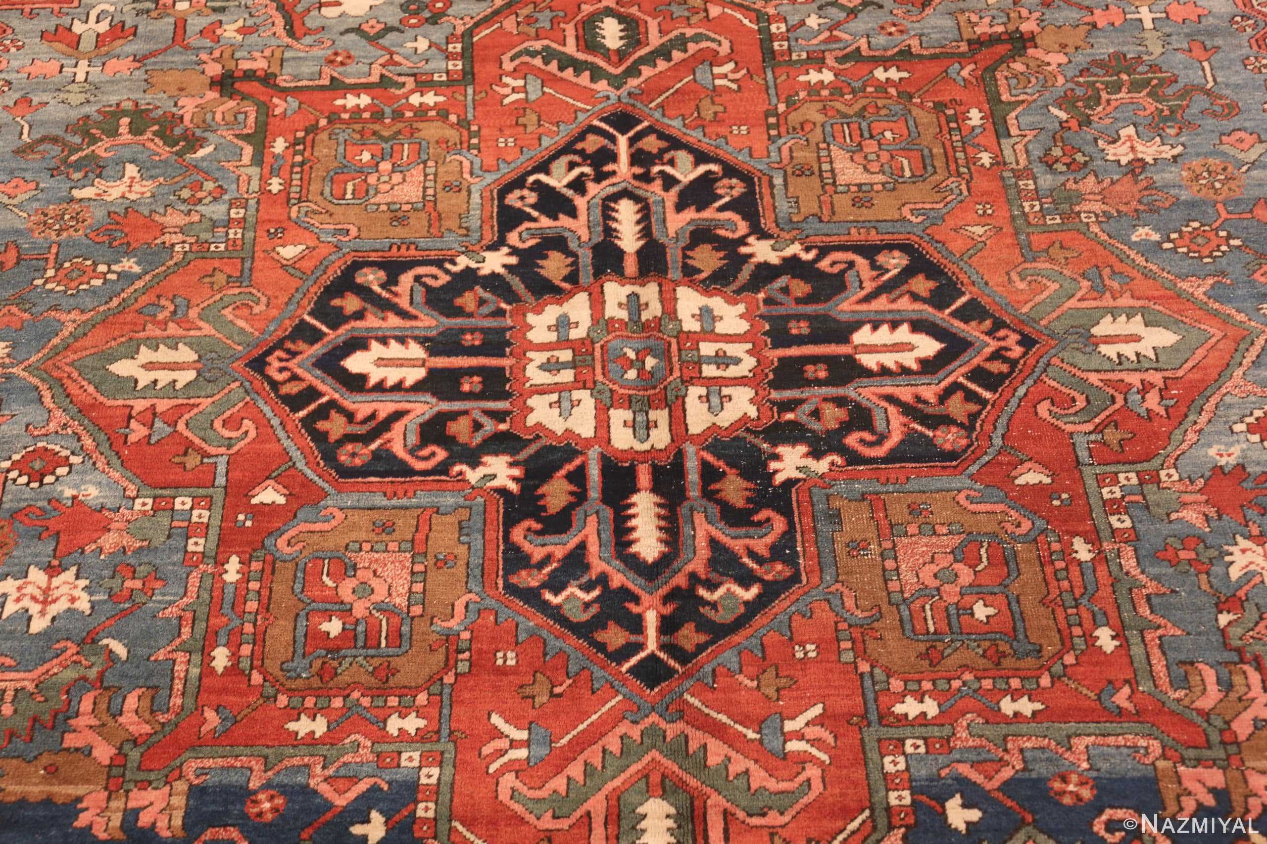 Details Of Antique Persian Heriz Area Rug 71472 by Nazmiyal Antique Rugs