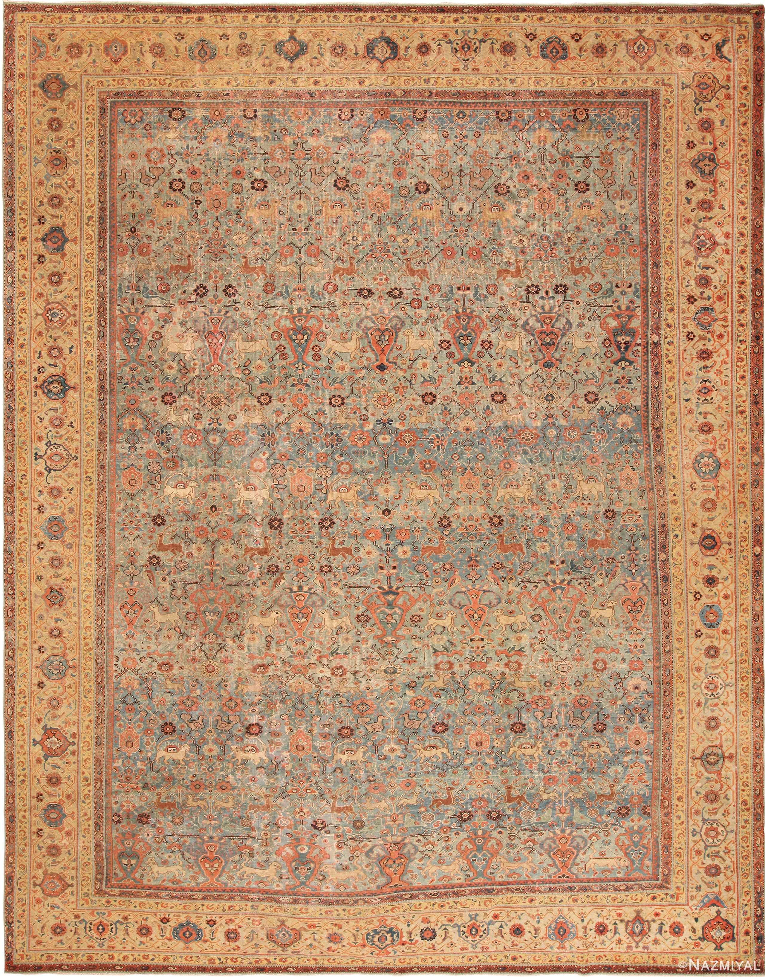Large Antique Persian Animal Design Sultanabad Rug 71476 by Nazmiyal Antique Rugs