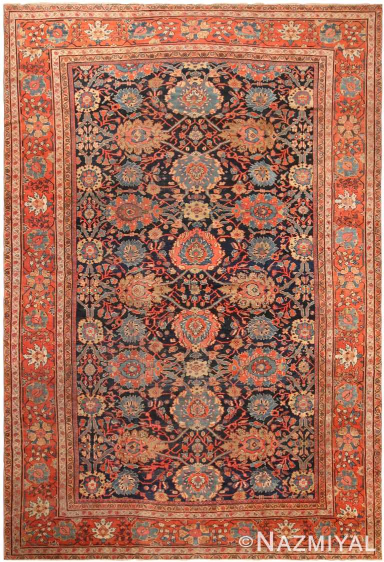 Large Navy Blue Antique Persian Sultanabad Rug 71459 by Nazmiyal Antique Rugs