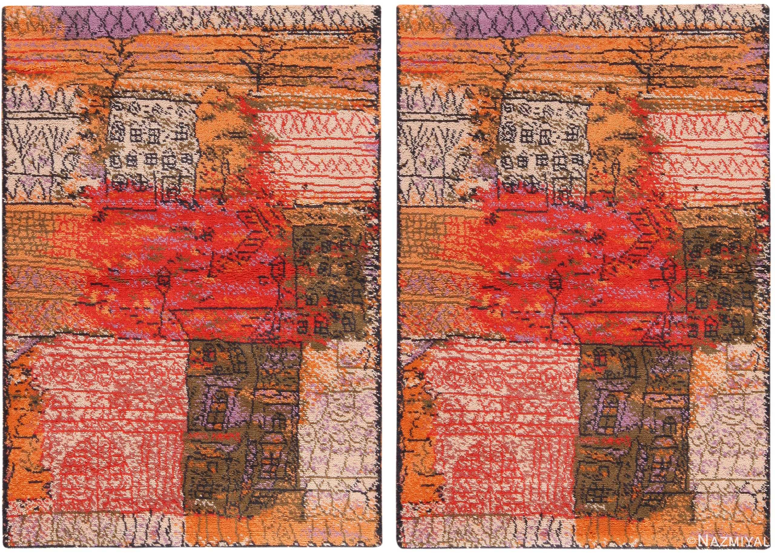 Pair Of Vintage Paul Klee Scandinavian Art Rugs 71500 by Nazmiyal Antique Rugs