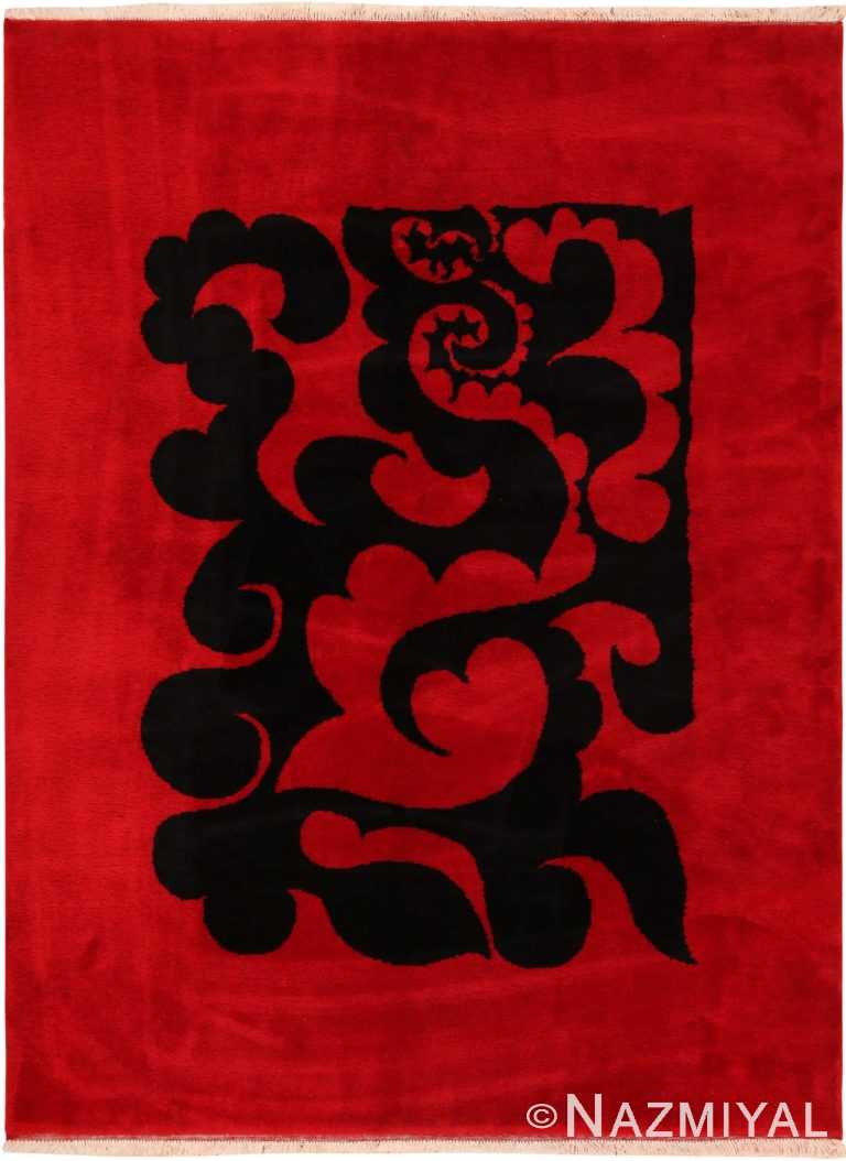 Vintage Red And Black Pablo Picasso Design Rug 71452 by Nazmiyal Antique Rugs