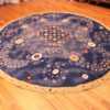 Side Of Modern Silk And Wool Swedish Inspired Round Rug 60925 by Nazmiyal Antique Rugs
