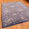 Side Of Shiny Blue Silk And Wool Modern Swedish Style Geometric Rug 60903 by Nazmiyal Antique Rugs