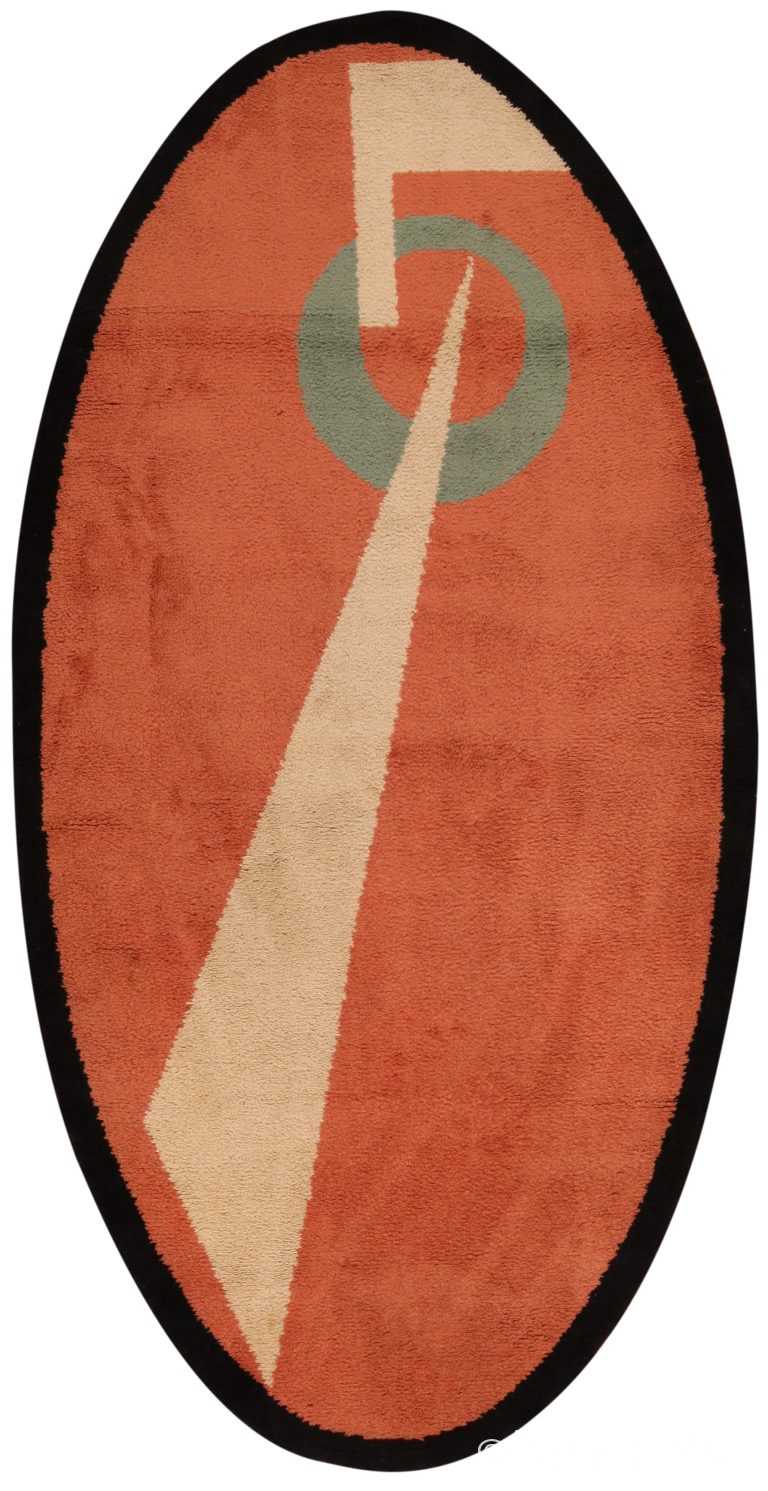 Antique Art Deco French Oval Rug 71506 by Nazmiyal Antique Rugs