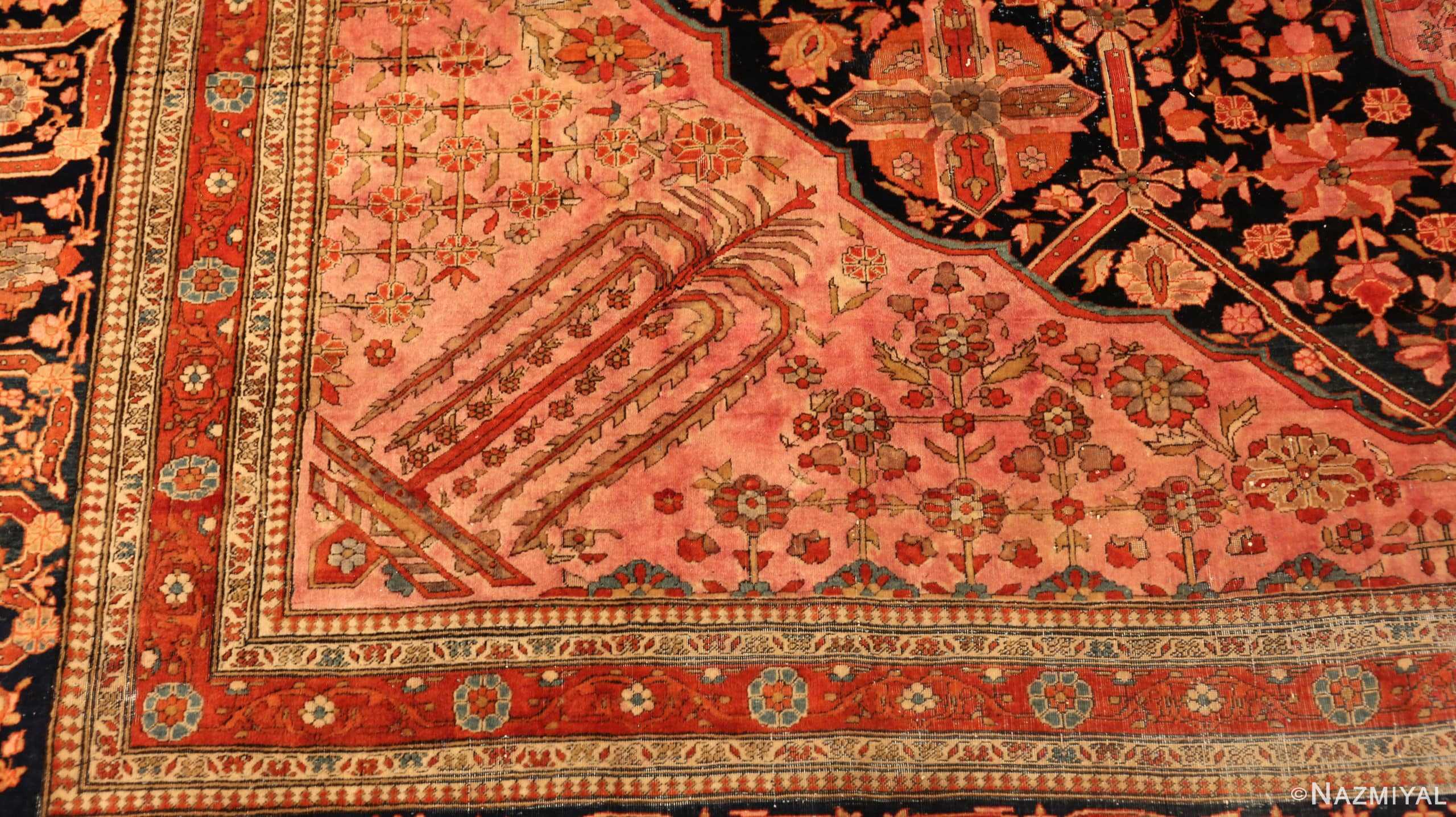 Detail Of Antique Persian Mohtasham Kashan Rug 71111 by Nazmiyal Antique Rugs