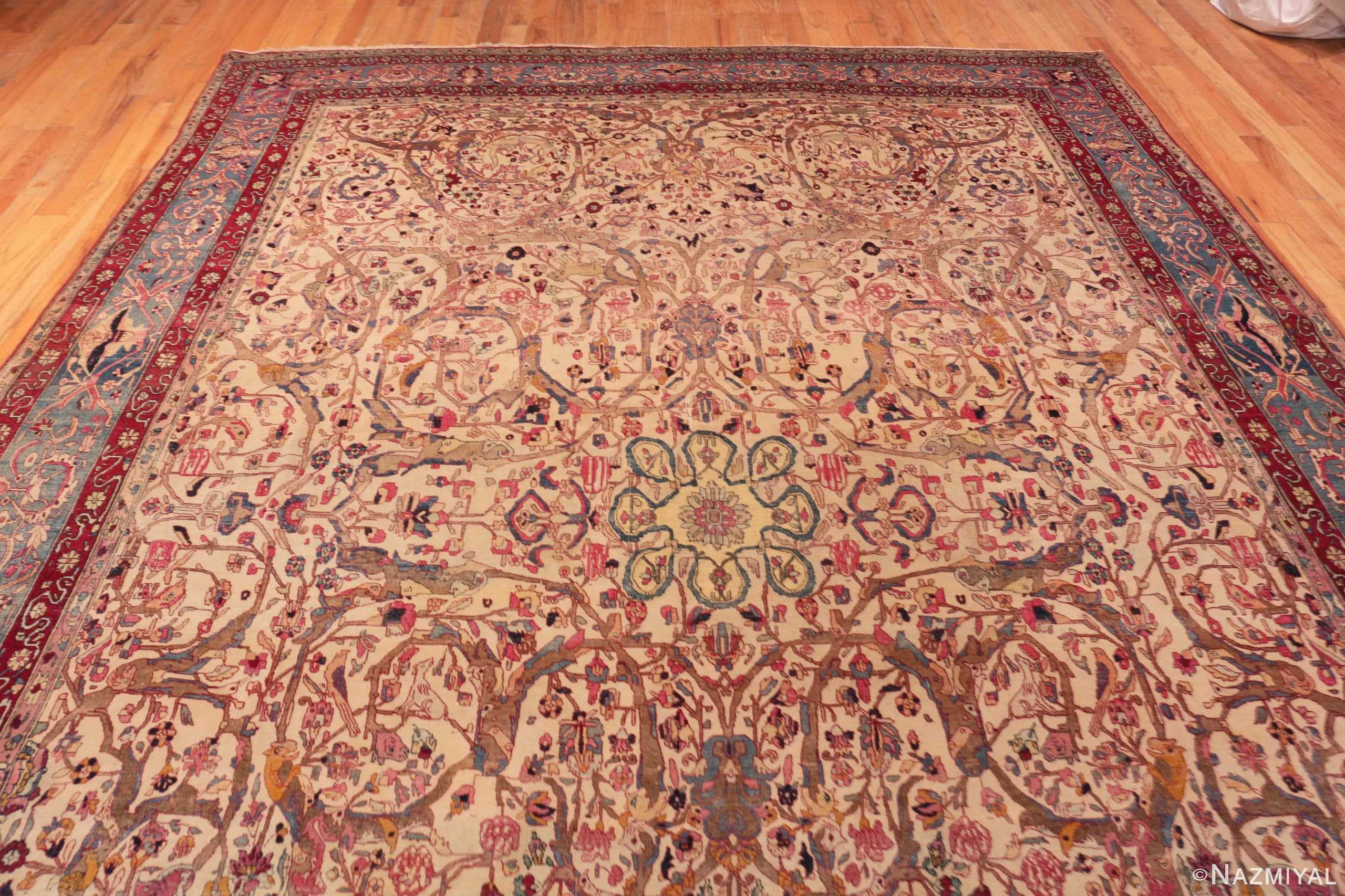 Detail Of Antique Persian Tehran Area Rug 71106 by Nazmiyal Antique Rugs