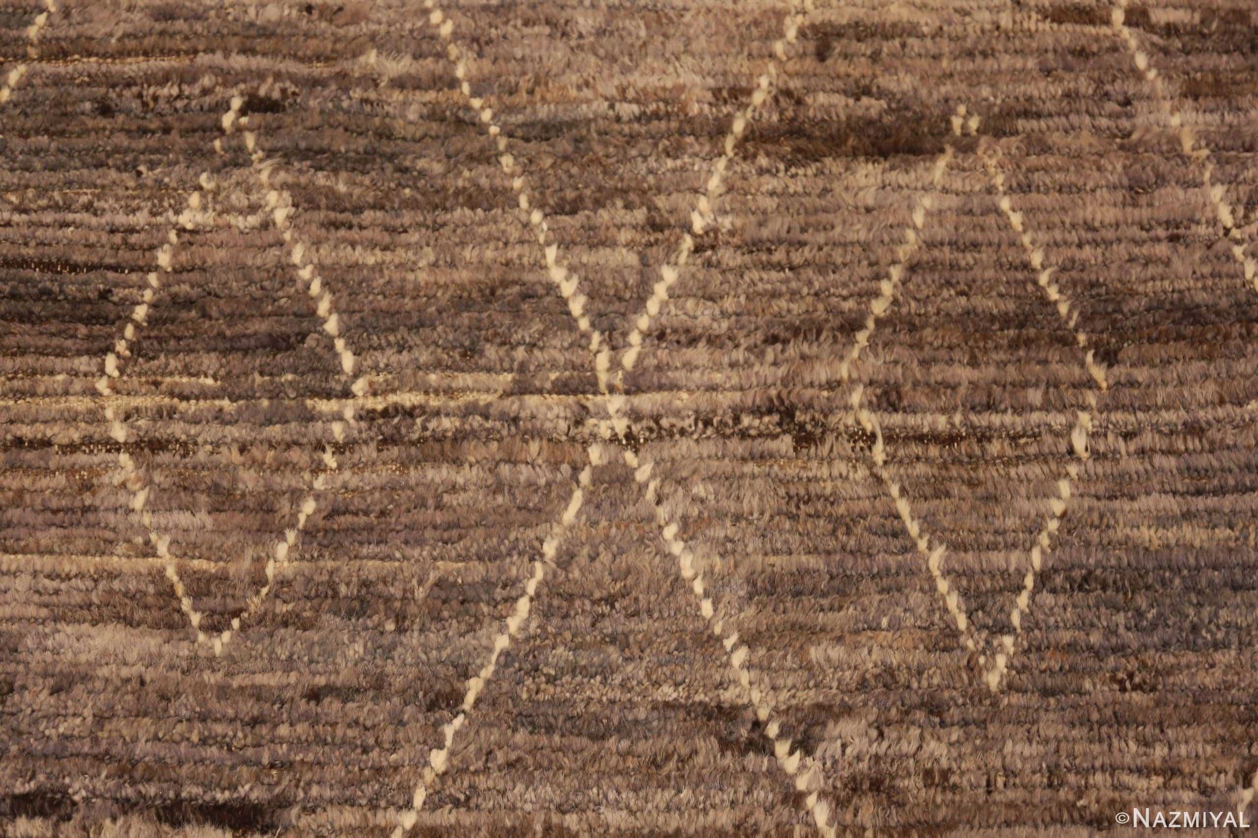 Detail Of Brown Modern Moroccan Runner Rug 61007 by Nazmiyal Antique Rugs