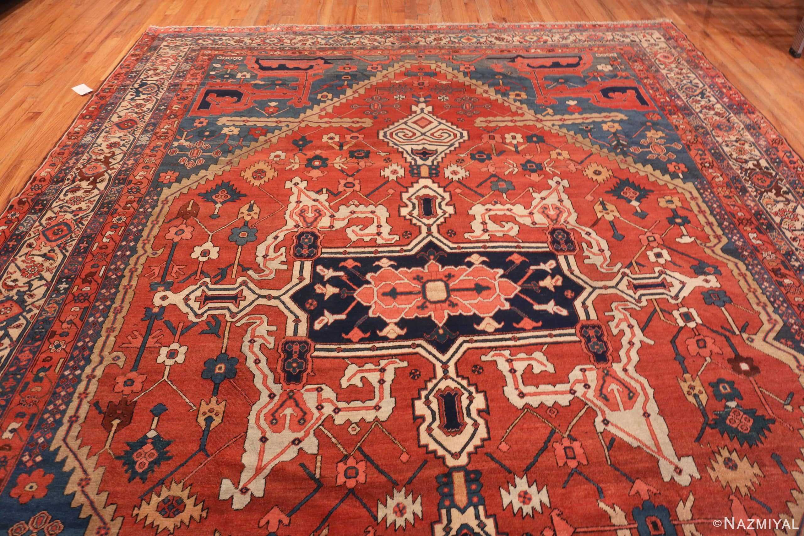 Detail Of Antique Persian Serapi Area Rug 71126 by Nazmiyal Antique Rugs