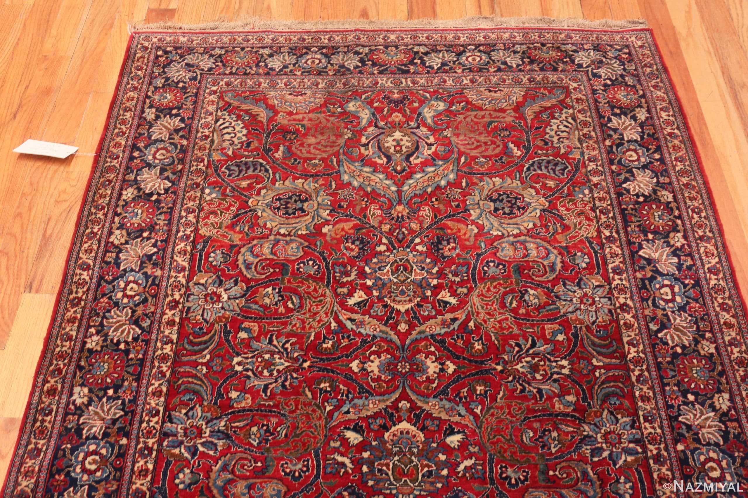 Detail Of Splendid Antique Persian Isfahan Rug 71120 by Nazmiyal Antique Rugs