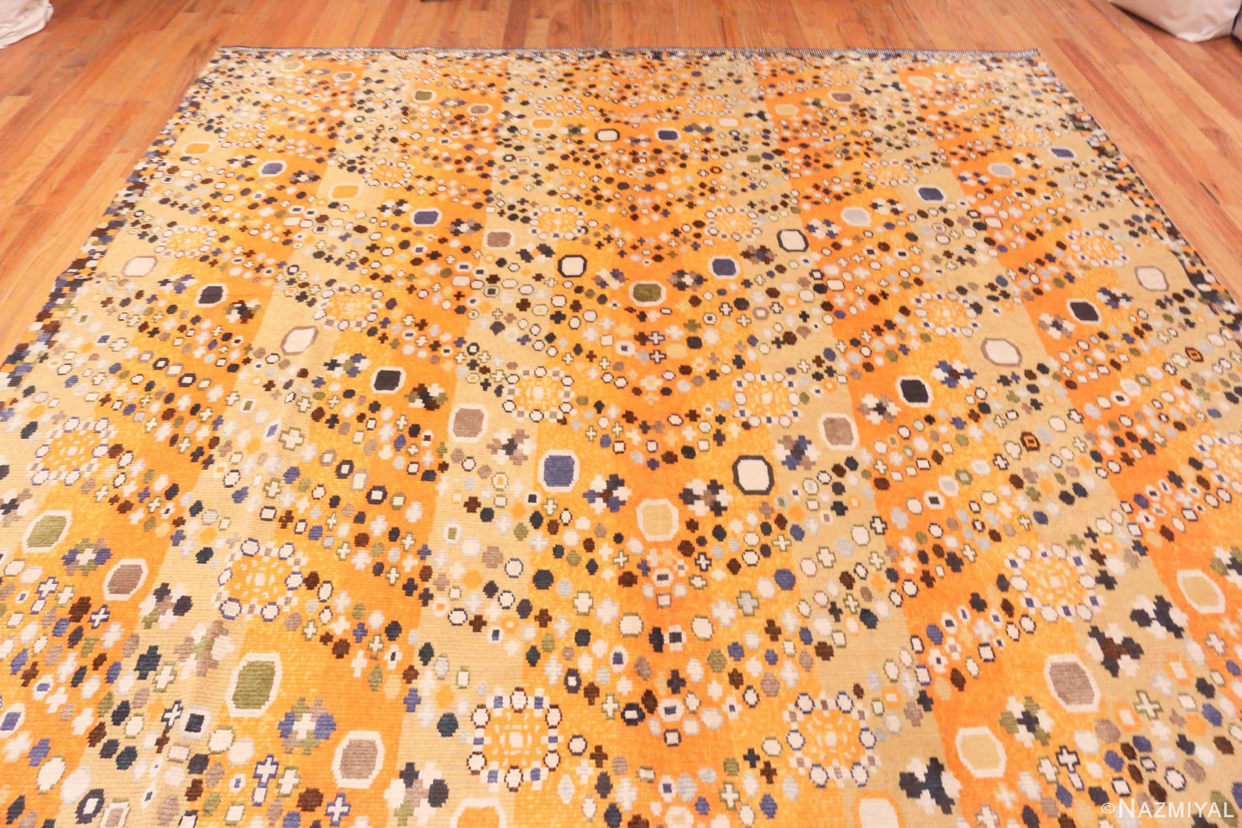 Detail Of Sunny Happy Mid Century Swedish Inspired Modern Area Rug 60902 by Nazmiyal Antique Rugs