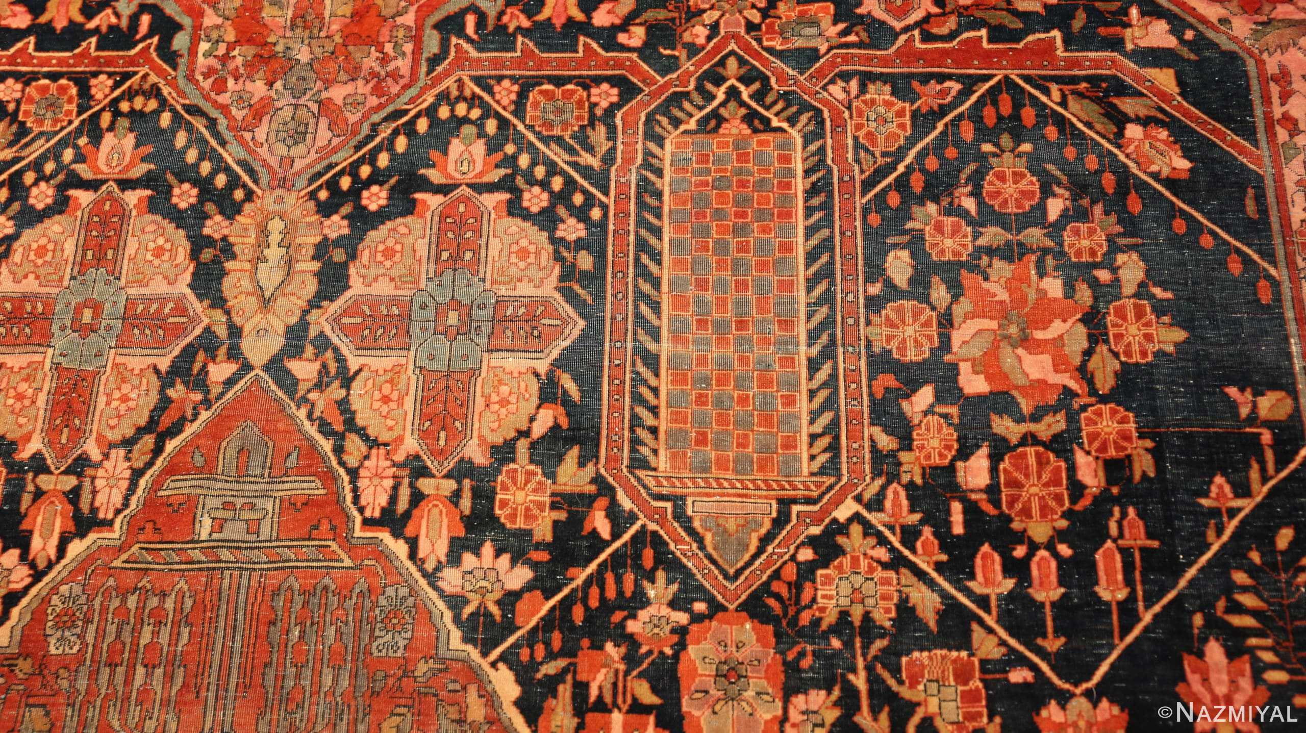 Details Of Antique Persian Mohtasham Kashan Rug 71111 by Nazmiyal Antique Rugs