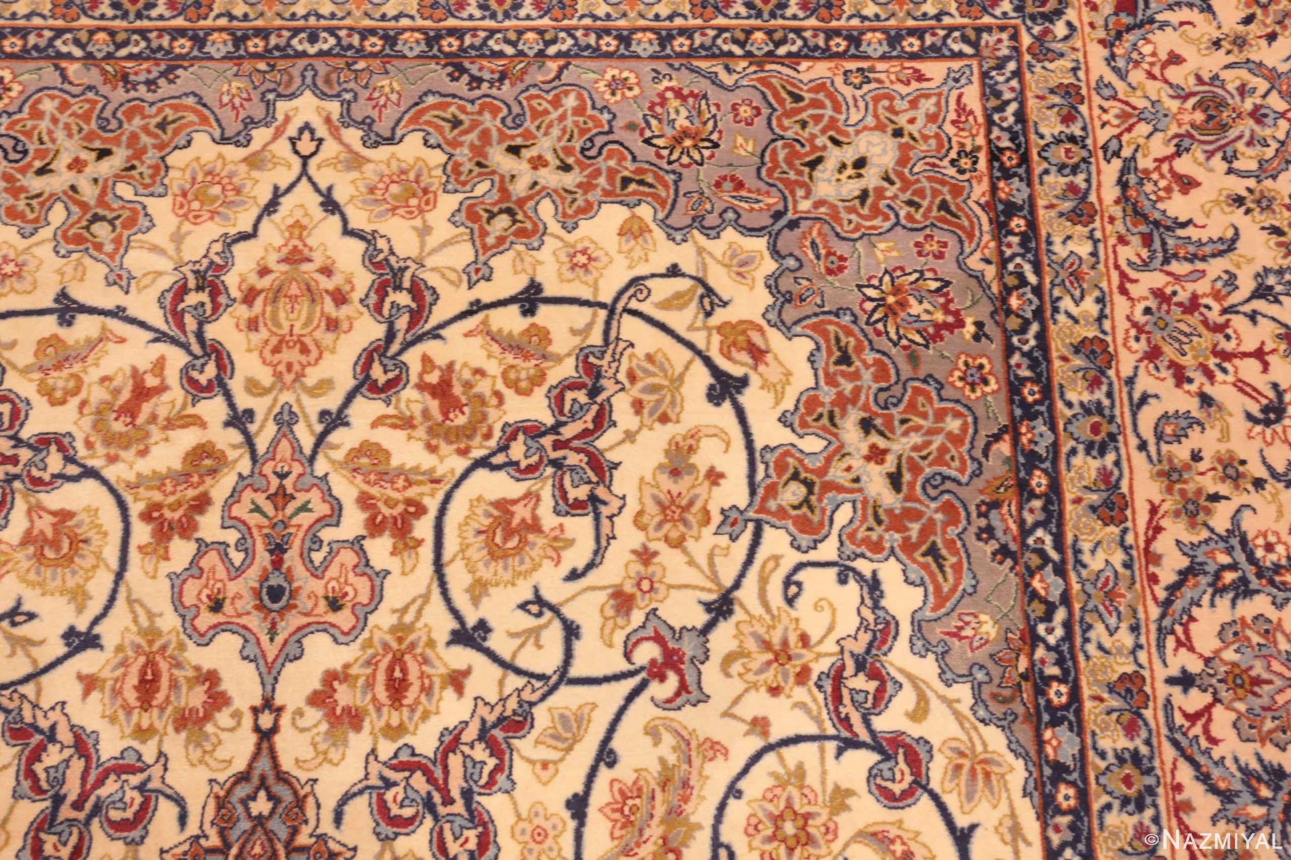 Details Of Magnificent Vintage Persian Floral Isfahan Rug 71203 by Nazmiyal Antique Rugs