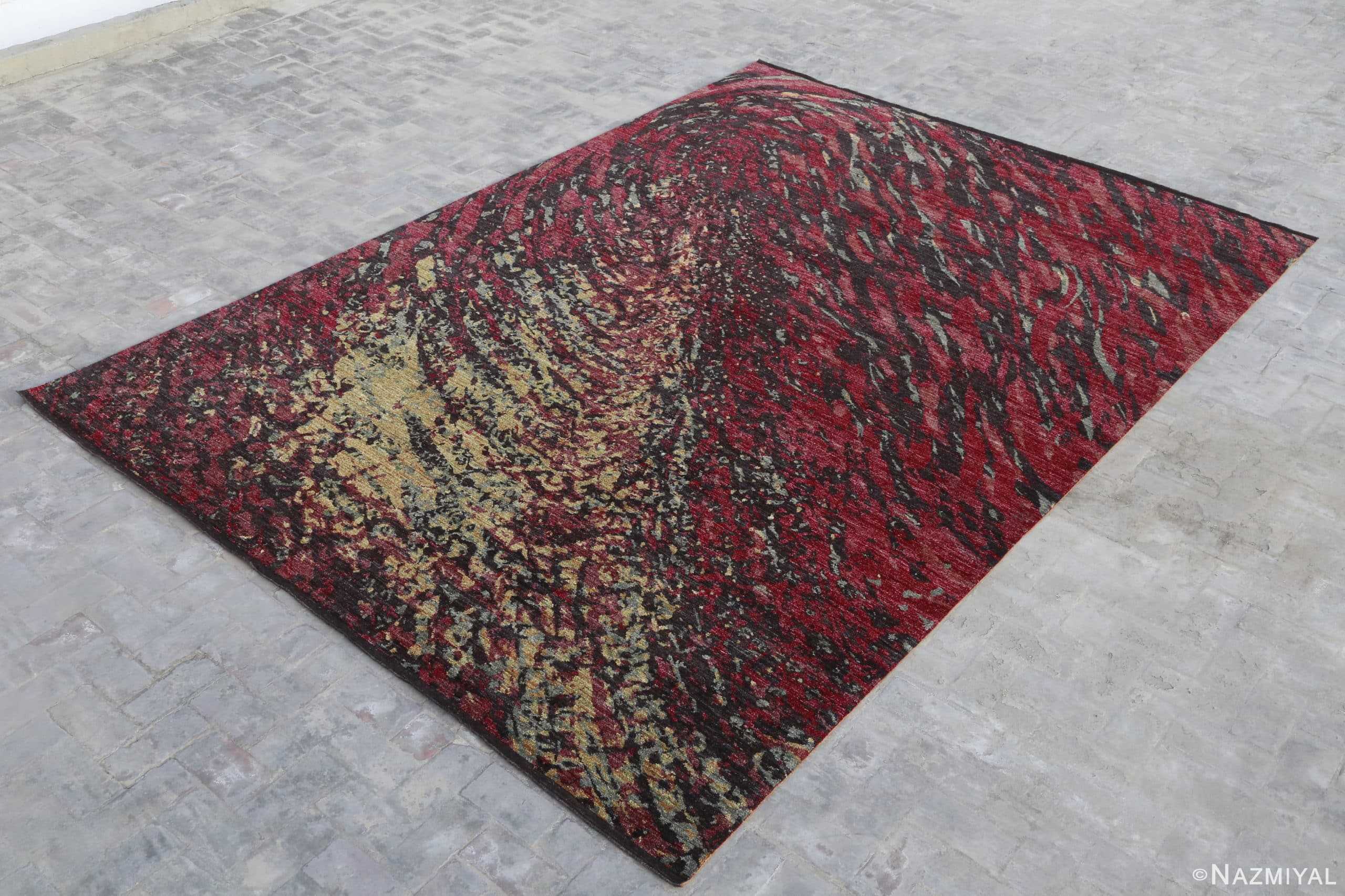 Side Of Abstract Colorful Modern Transitional Rug 61029 by Nazmiyal Antique Rugs