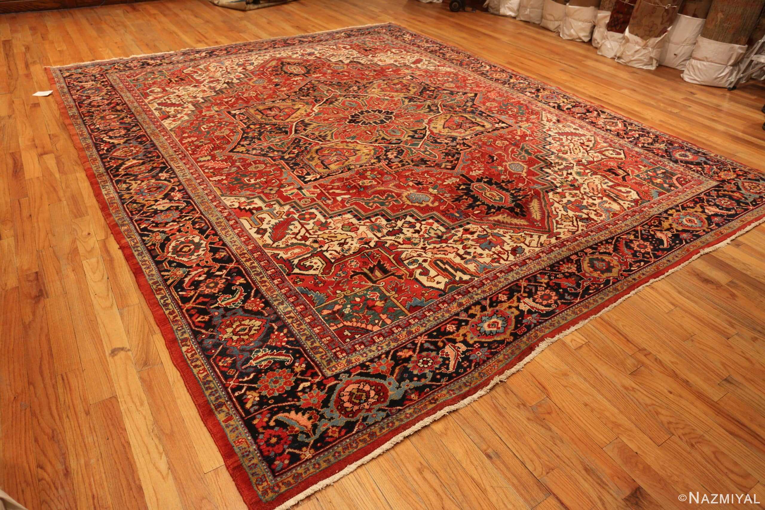 Side Of Antique Heriz Persian Rug 71498 by Nazmiyal Antique Rugs