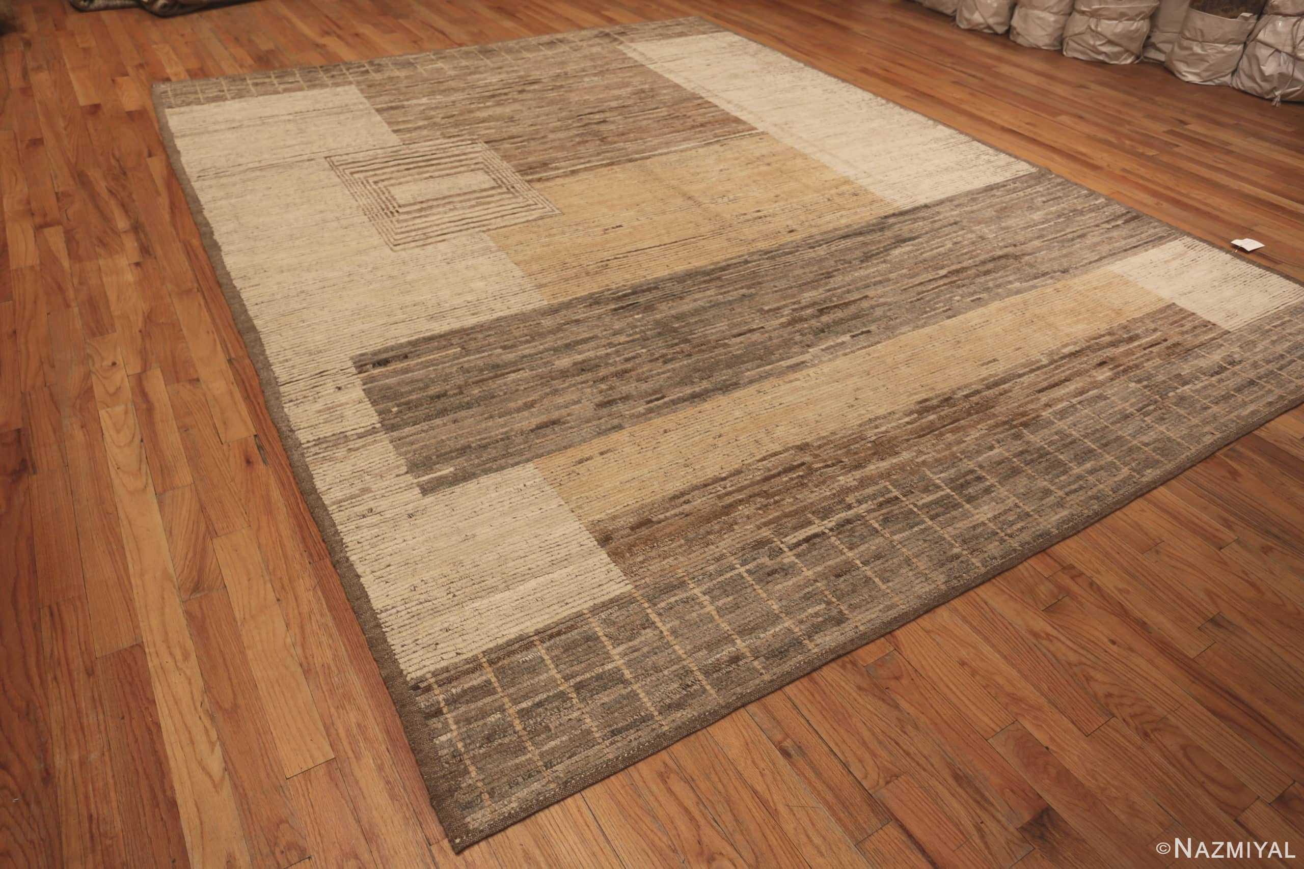 Side Of Geometric Brown Tones Modern Moroccan 61002 by Nazmiyal Antique Rugs