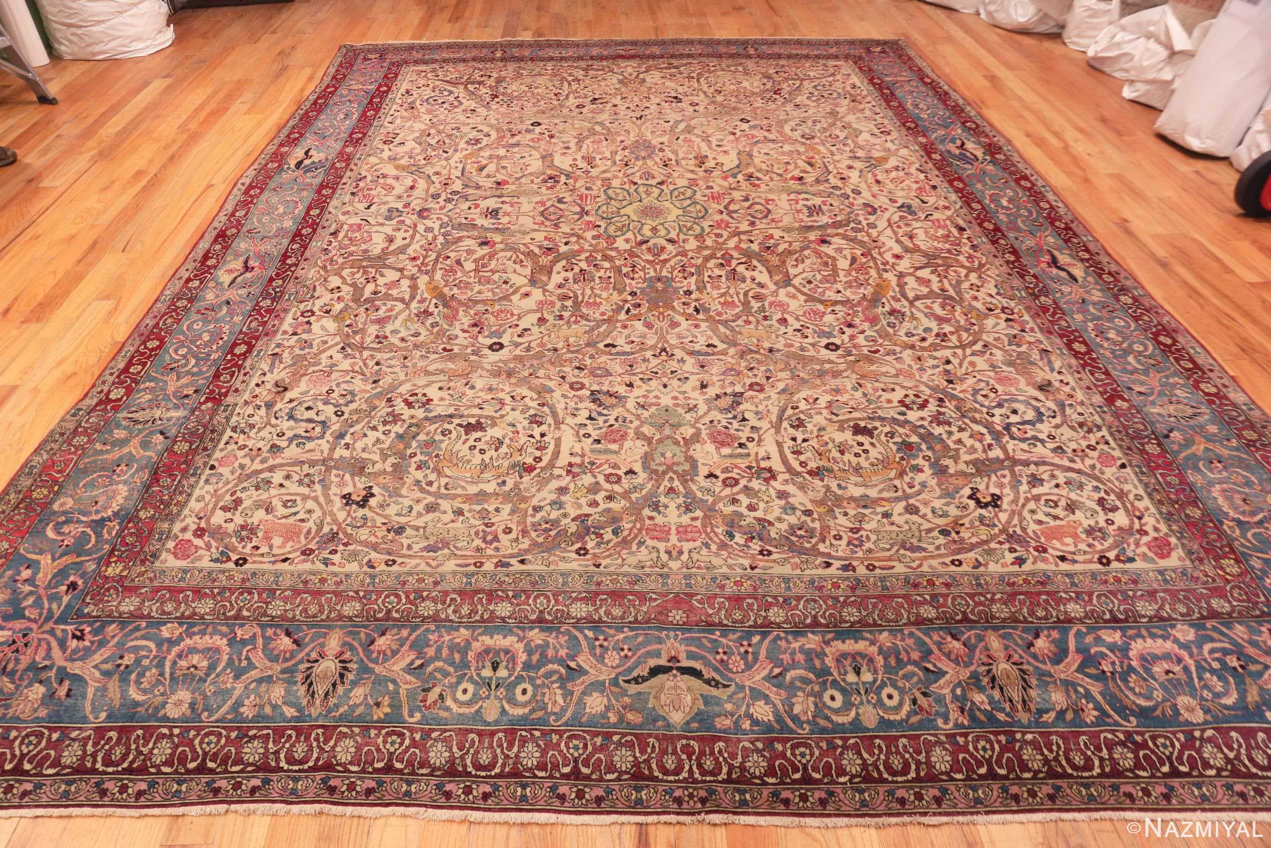 Whole View Of Antique Persian Tehran Area Rug 71106 by Nazmiyal Antique Rugs