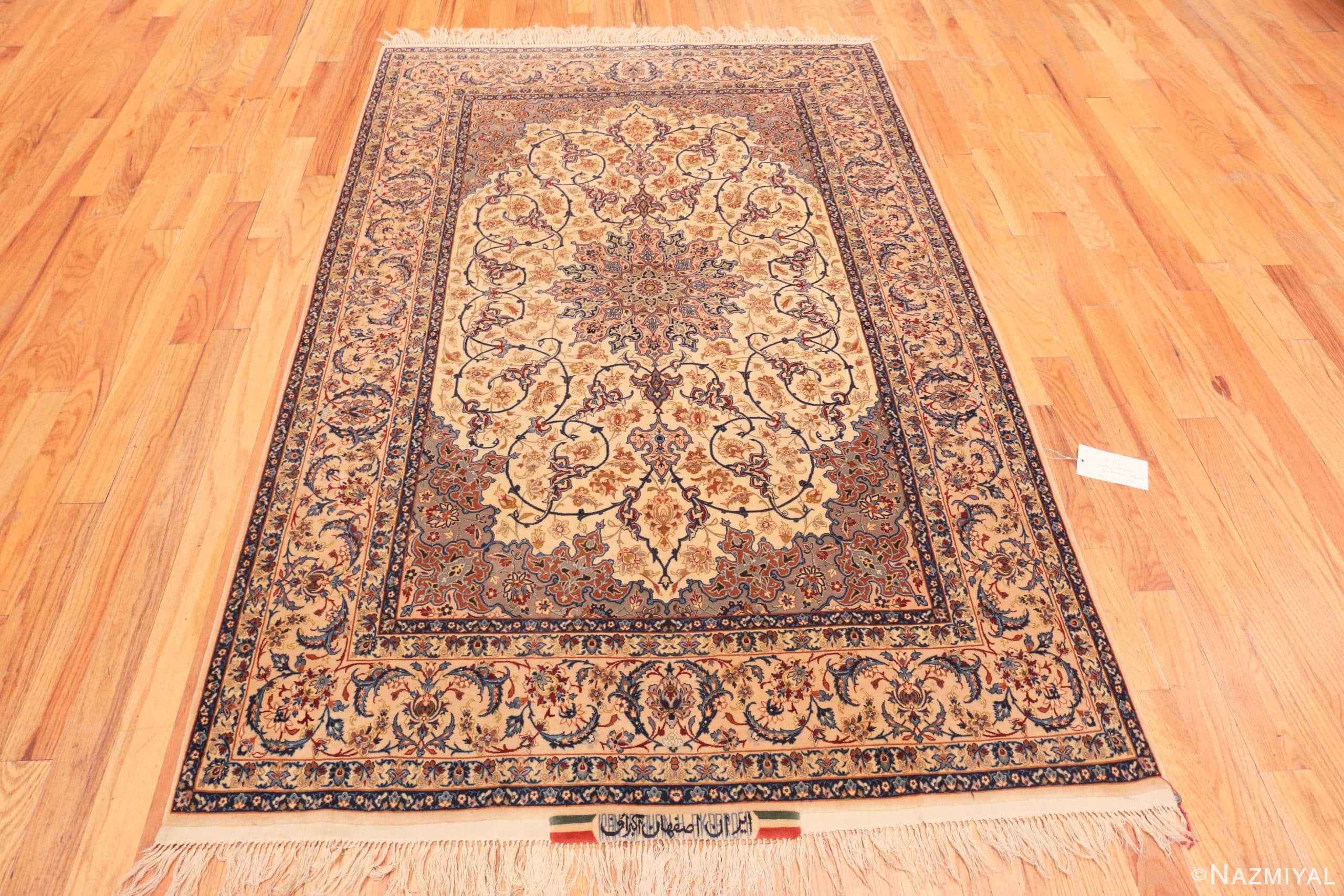 Whole View Of Magnificent Vintage Persian Floral Isfahan Rug 71203 by Nazmiyal Antique Rugs