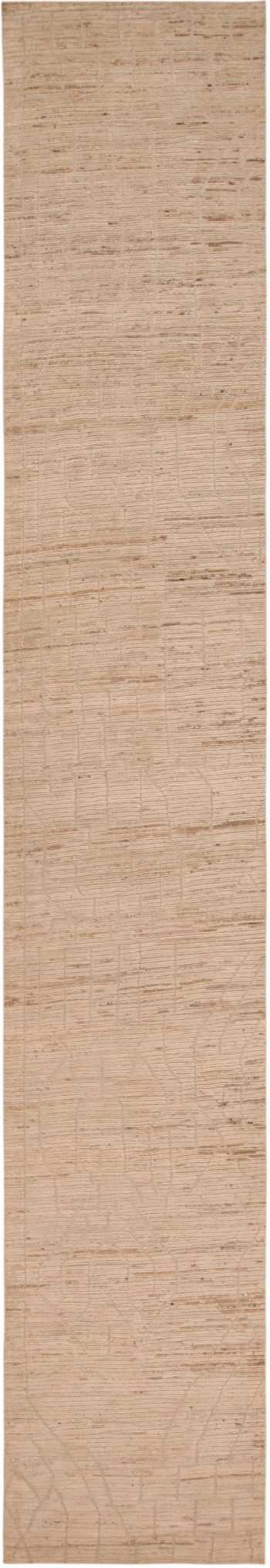 Cream Color Modern Moroccan Design Runner 61060 by Nazmiyal Antique Rugs