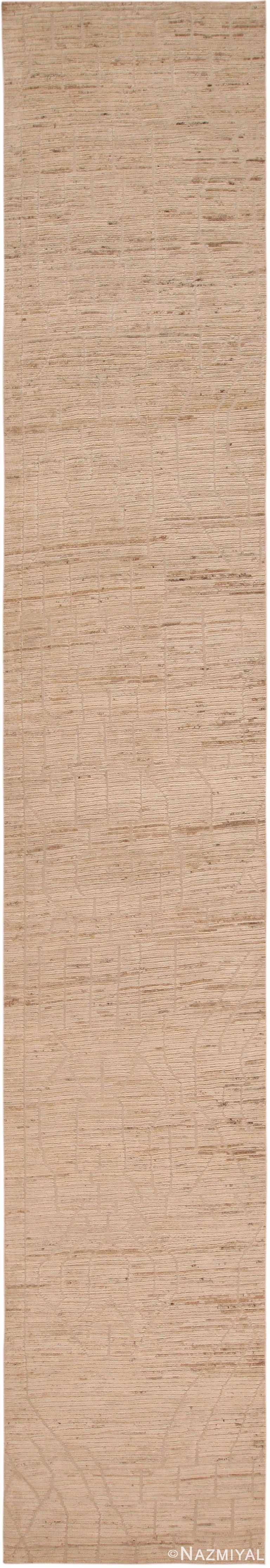 Cream Color Modern Moroccan Design Runner 61060 by Nazmiyal Antique Rugs