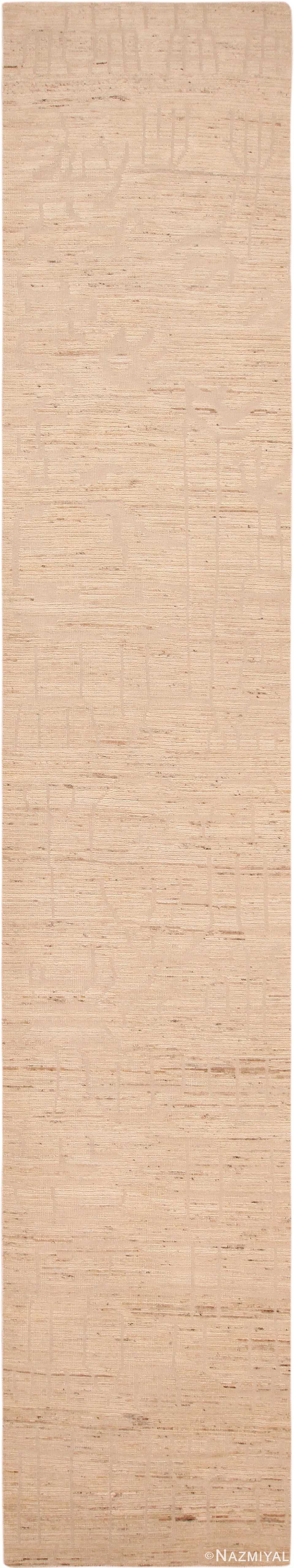 Cream Color Modern Moroccan Style Runner Rug 61063 by Nazmiyal Antique Rugs