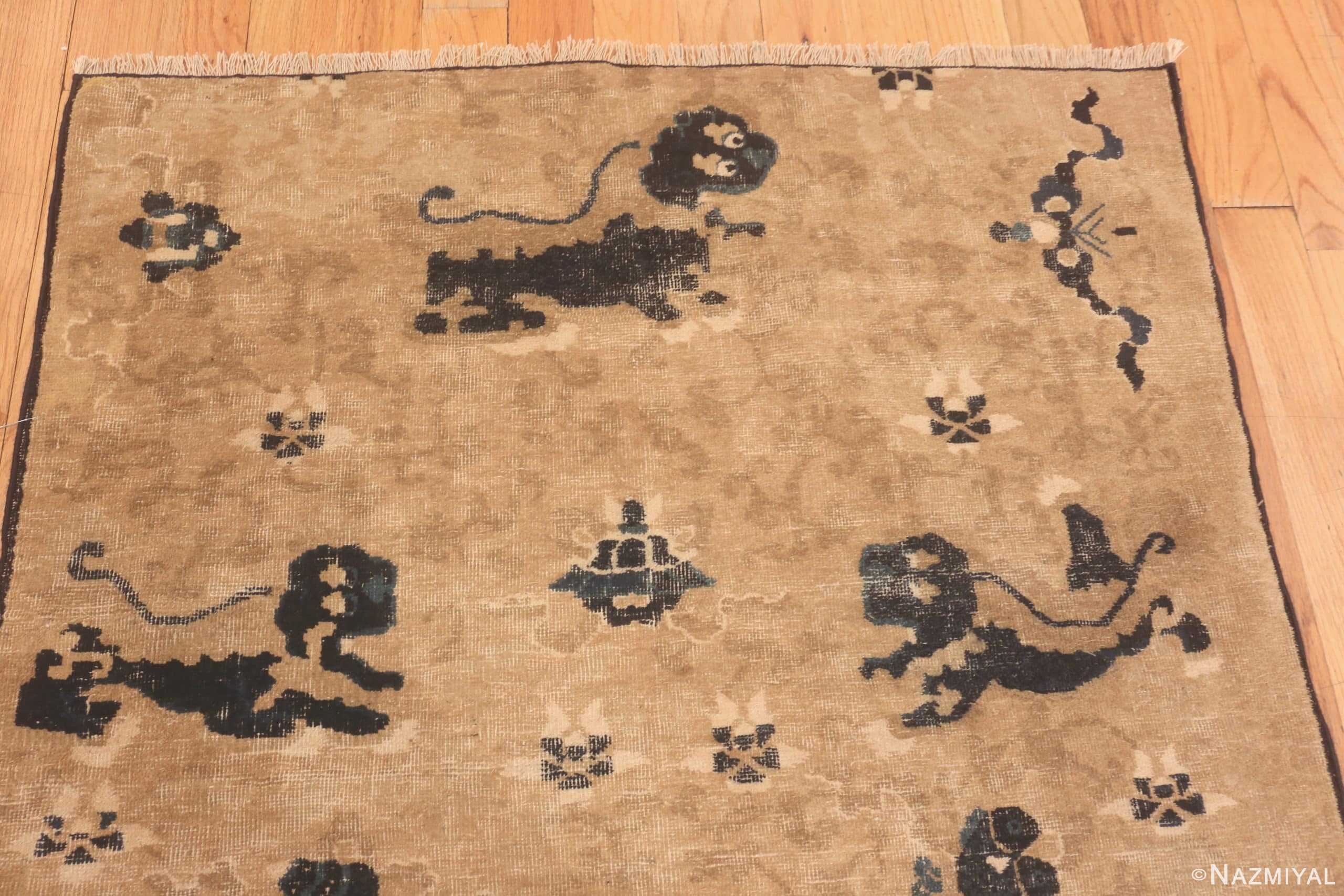 Details Of Square Antique Chinese Dragon Design Rug 43138 by Nazmiyal Antique Rugs