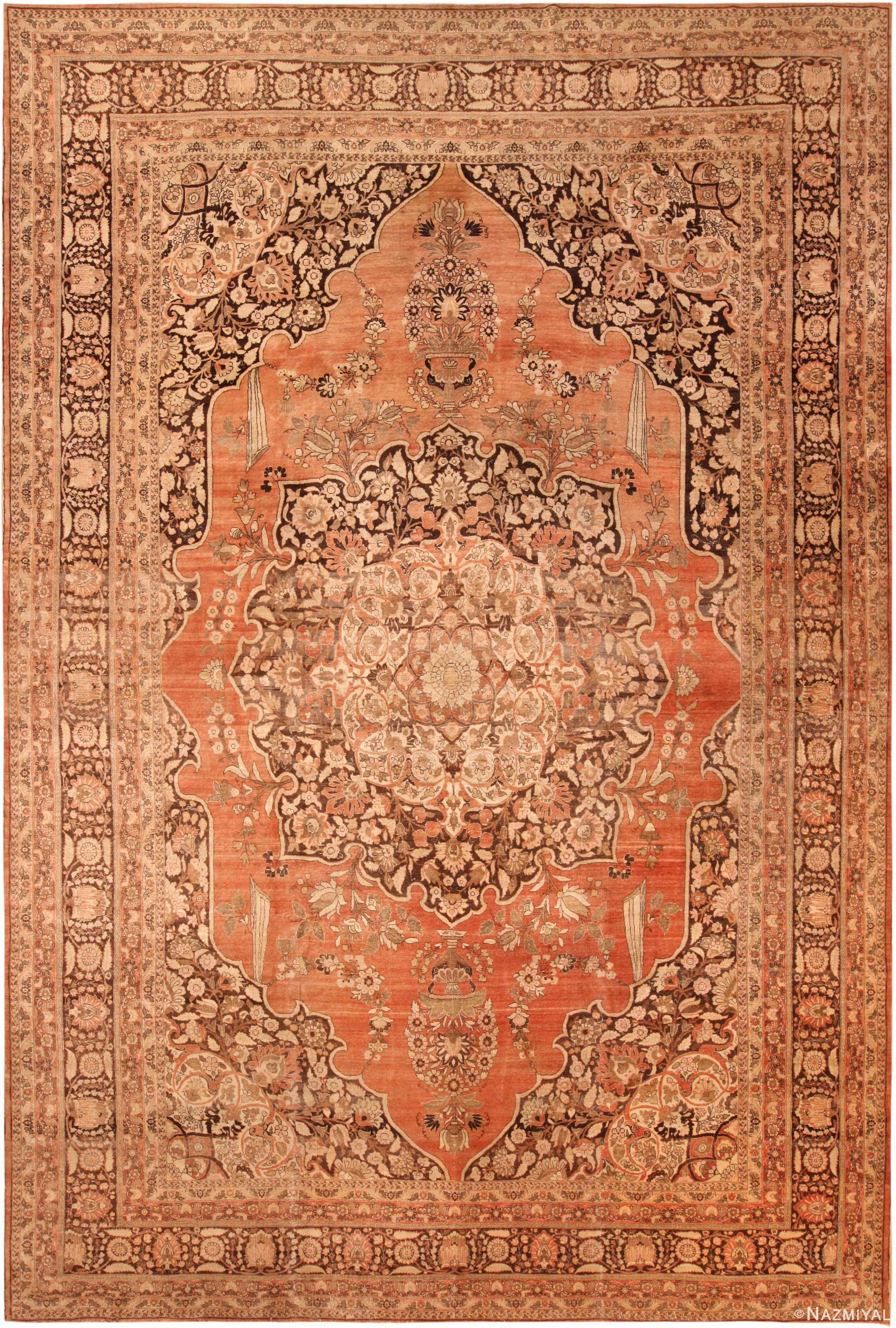 Large Antique Persian Tabriz Area Rug 71721 by Nazmiyal Antique Rugs