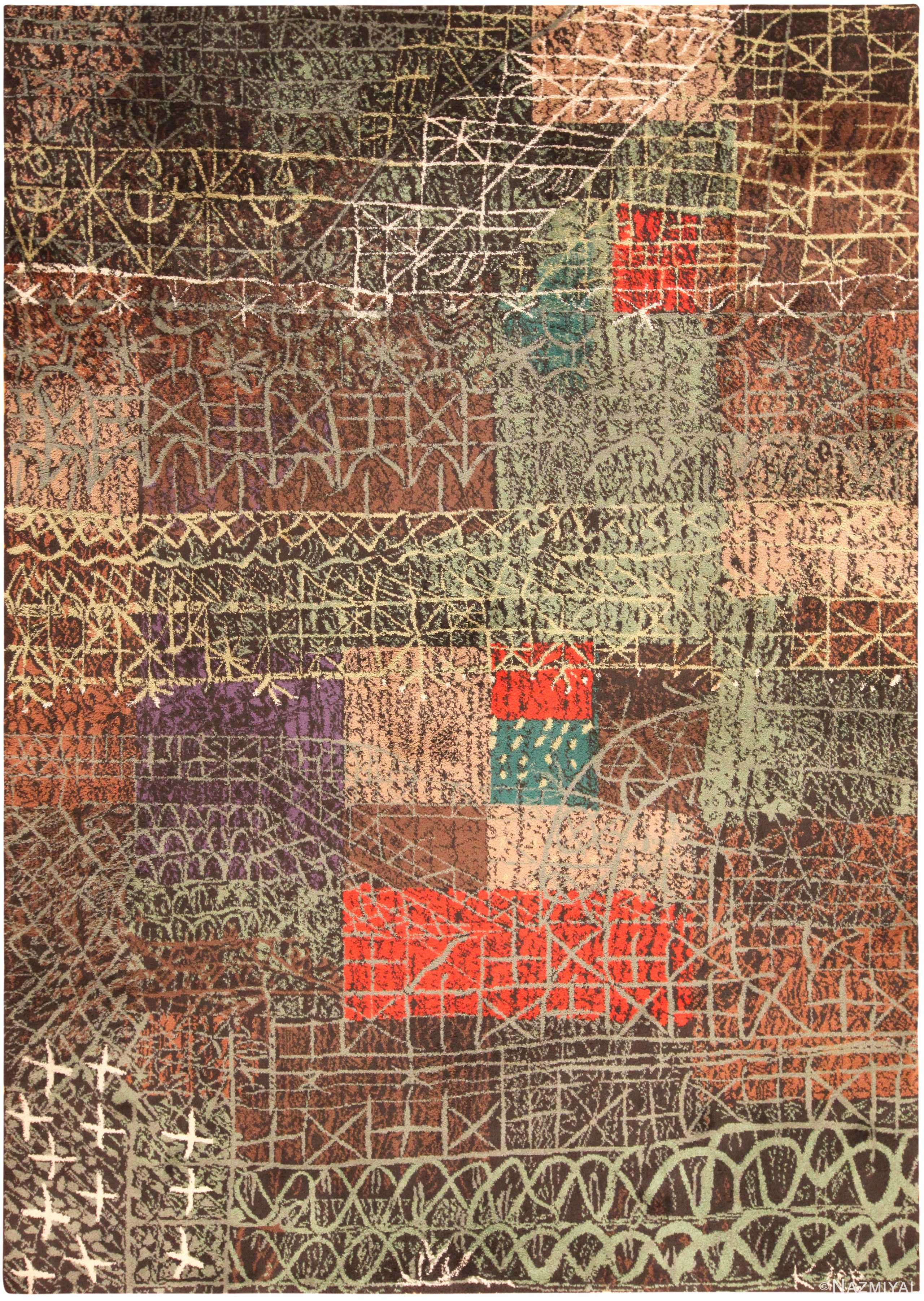 Vintage Paul Klee Ege Art Line Carpet Named "Structural 1" 71715 by Nazmiyal Antique Rugs