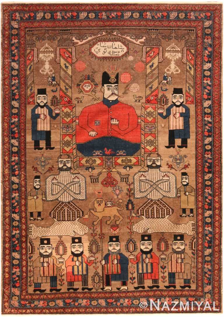 Antique Persian Pictorial Bakshaish Rug 71700 by Nazmiyal Antique Rugs