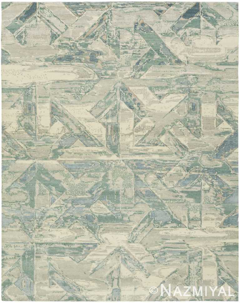 Geometric Green Modern Boutique Rug 61105 by Nazmiyal Antique Rugs