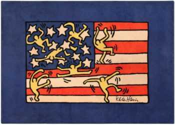 "Born In USA" Vintage Art Rug By Keith Haring 71771 by Nazmiyal Antique Rugs