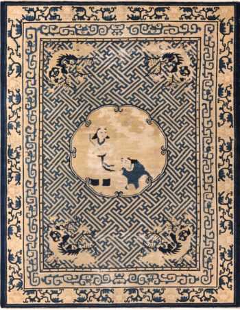 Pictorial Antique Chinese Foo Dog Area Rug 71791 by Nazmiyal Antique Rugs