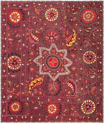 Silk Antique Uzbek Suzani Embroidery Textile 71837 by Nazmiyal Antique Rugs