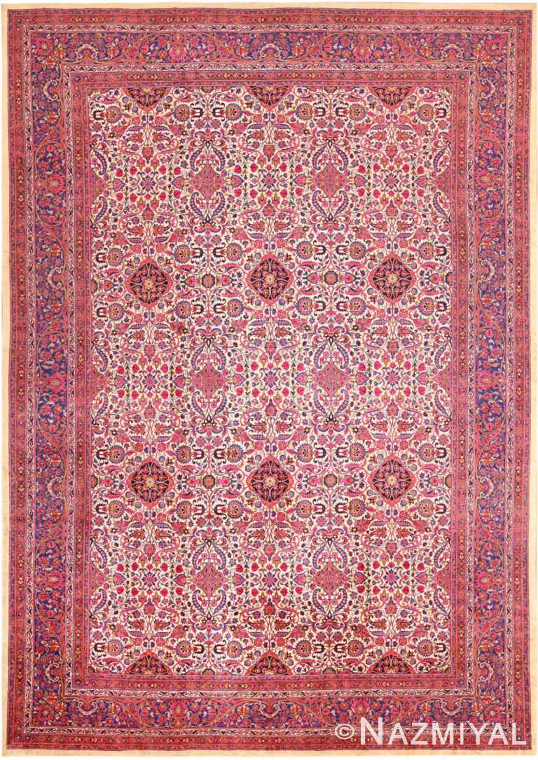 Antique Silk Kashan Persian Area Rug 71817 by Nazmiyal Antique Rugs