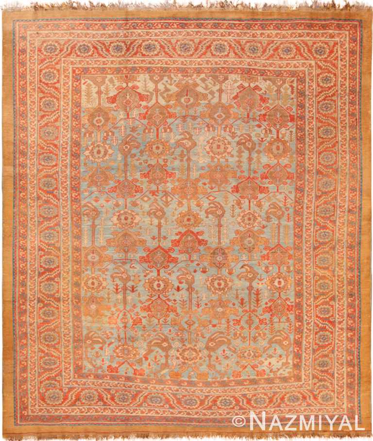 Blue Background Antique Persian Bakshaish Rug 71811 by Nazmiyal Antique Rugs