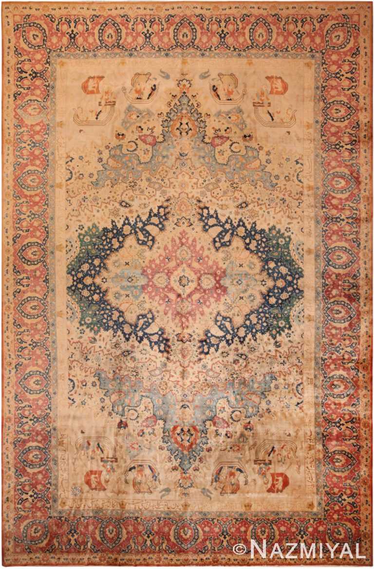 Large Antique Persian Tabriz Area Rug 71774 by Nazmiyal Antique Rugs