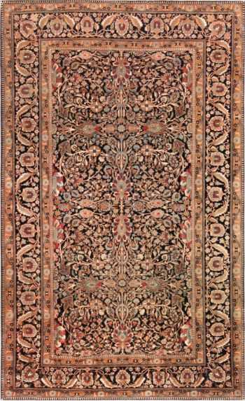 Antique Persian Floral Design Mohtasham Kashan Rug 72114 by Nazmiyal Antique Rugs