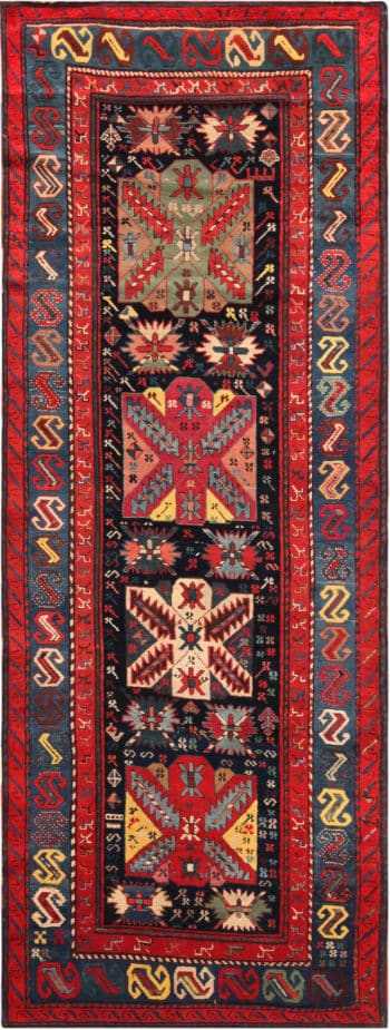Jewel Tone Antique Caucasian Karabagh Runner Rug 72108 by Nazmiyal Antique Rugs