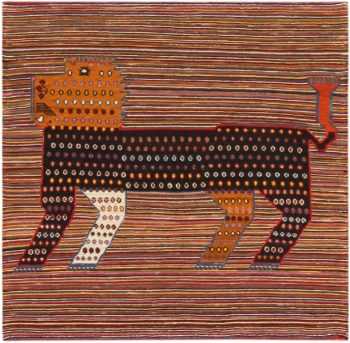 Lion Design Vintage Persian Qashqai Kilim Rug 72089 by Nazmiyal Antique Rugs