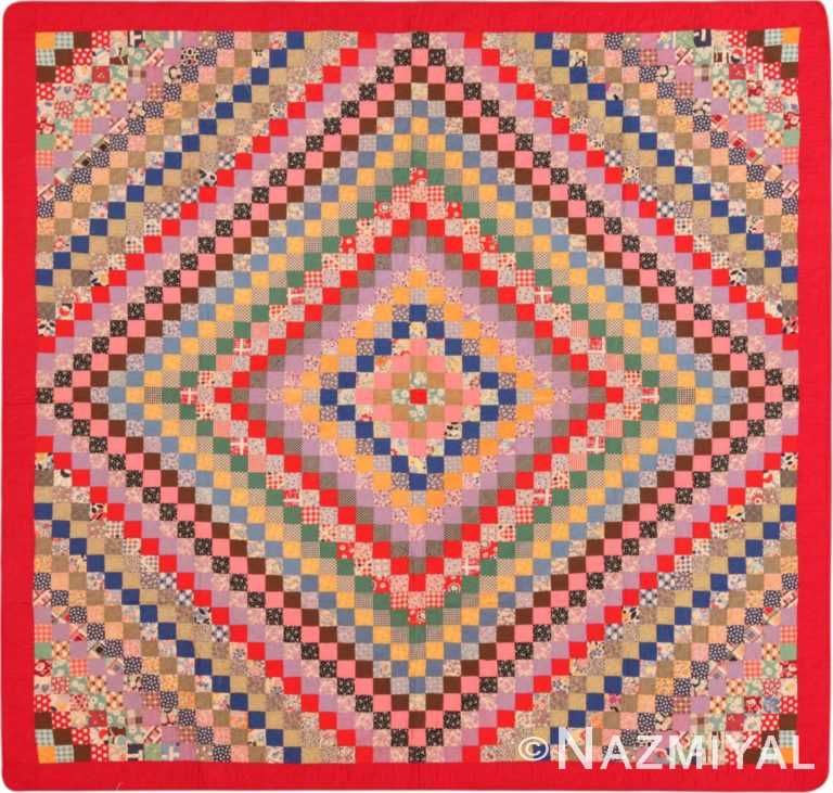 Colorful Antique American Quilt 71962 by Nazmiyal Antique Rugs