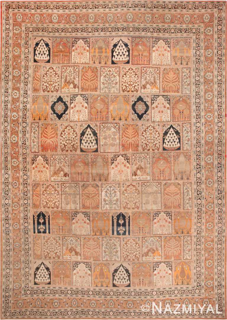 Large Antique Persian Haji Jalili Tabriz Garden Design Rug 72070 by Nazmiyal Antique Rugs