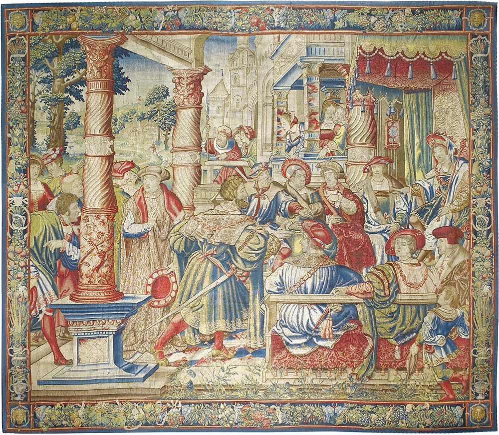 Biblical Flemish Tapestry (Charles V as) King David and Bathsheba by Nazmiyal Antique Rugs