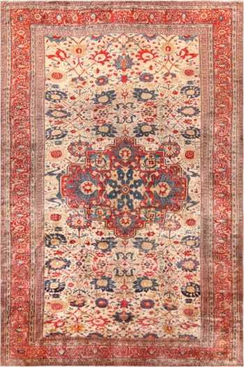 Silk Antique Persian Heriz Area Rug 71939 by Nazmiyal Antique Rugs