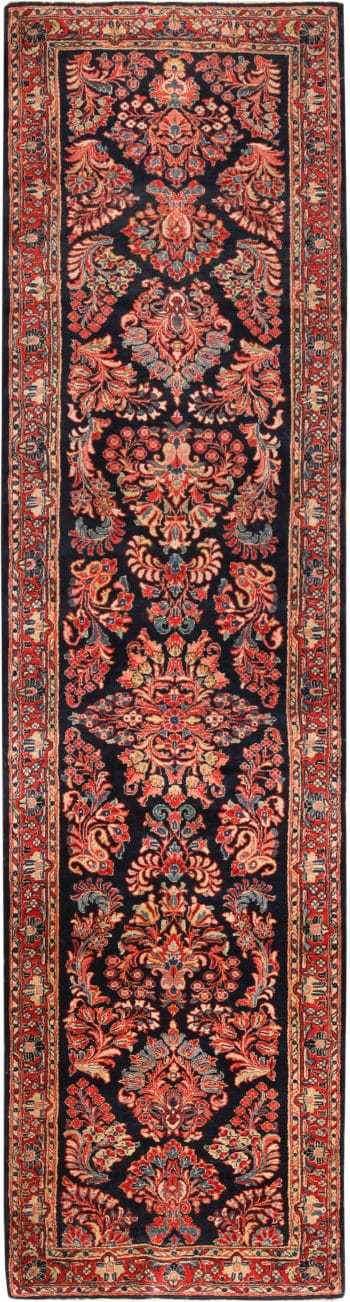 Blue Background Antique Persian Sarouk Runner Rug 71889 by Nazmiyal Antique Rugs