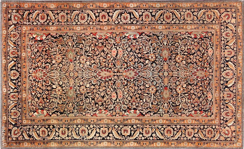 Bold Blue Antique Persian Mortsham Kashan Rug #72114 by Nazmiyal Antique Rugs