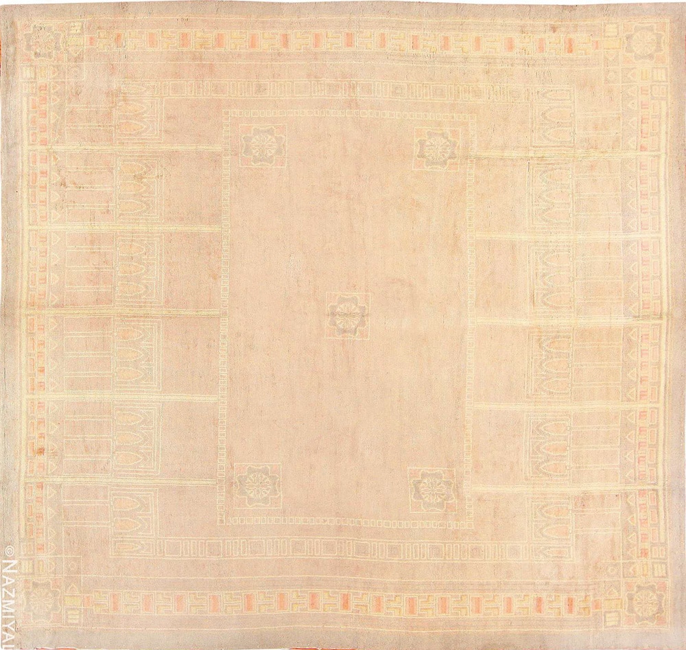 Light Geometric Antique French Art Deco Rug #50089 by Nazmiyal Antique Rugs
