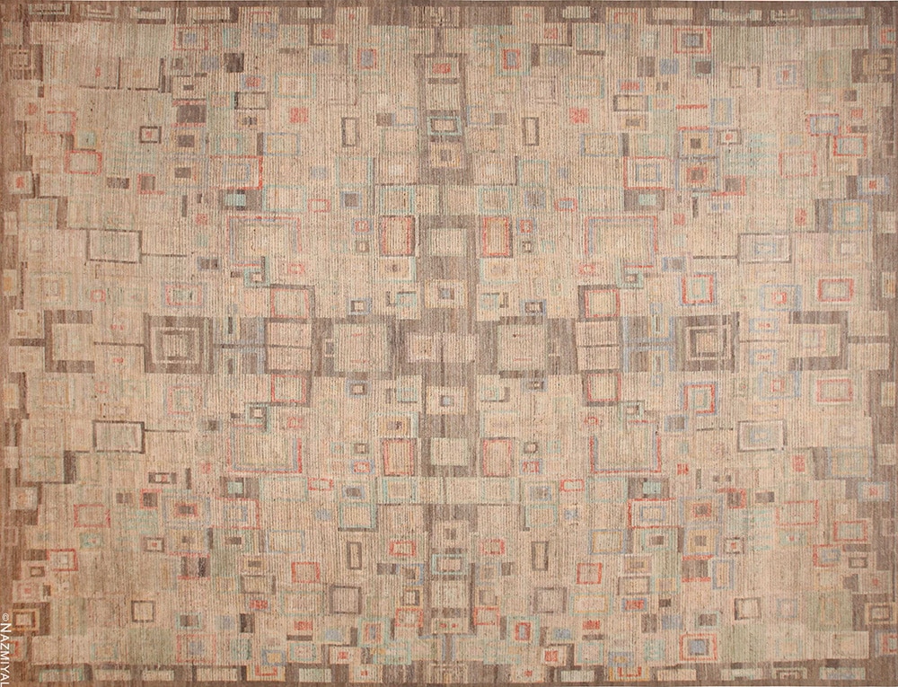 Neutral Geometric Modern Moroccan Design Rug #61010 by Nazmiyal Antique Rugs